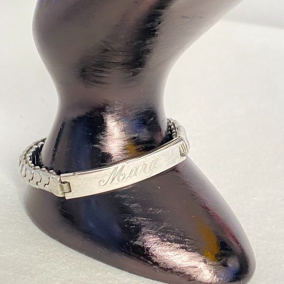 Calling All Marys ID Bracelet Expandable Links Nickle Silver Rhodium Plated - Picture 1 of 10